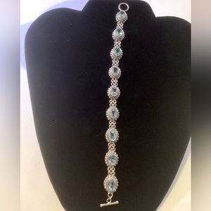 Vintage Stamped 925 BA Indonesia blue Topaz Bracelet